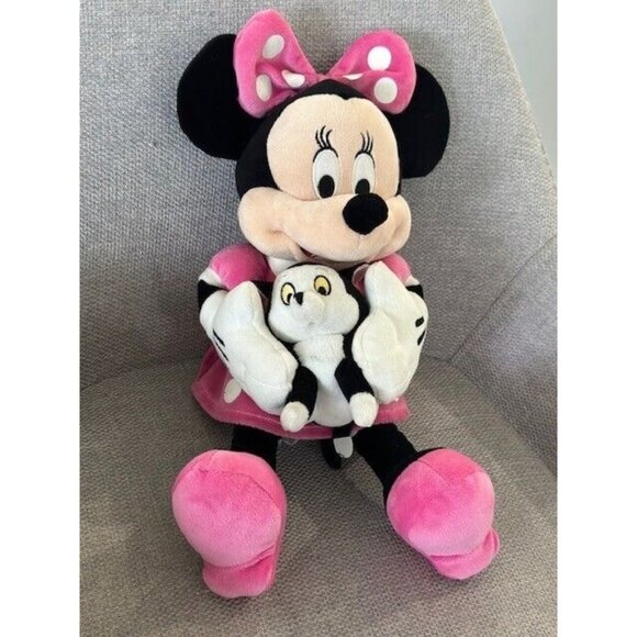 Disney Minnie Mouse Holding Figaro Plush Pinocchio Cat Stuffed Toy Just Play 14" - Picture 2 of 8